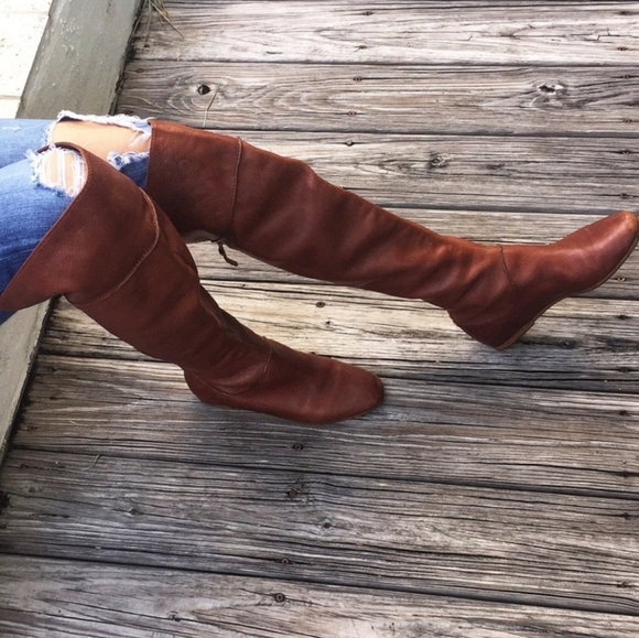 Via Spiga Georgia Over the Knee Leather Thigh Boots Tobacco Brown Women's Size 8 - Picture 14 of 16